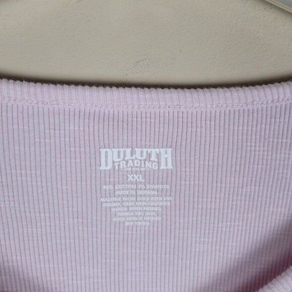 Duluth Trading Size XXL Makers Studio Cotton Rib Henley Long Sleeve Top Pink - Picture 12 of 12